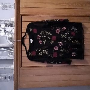 3 for $10.00 🍒 Charter Club size medium black top w floral embroidered overlay.